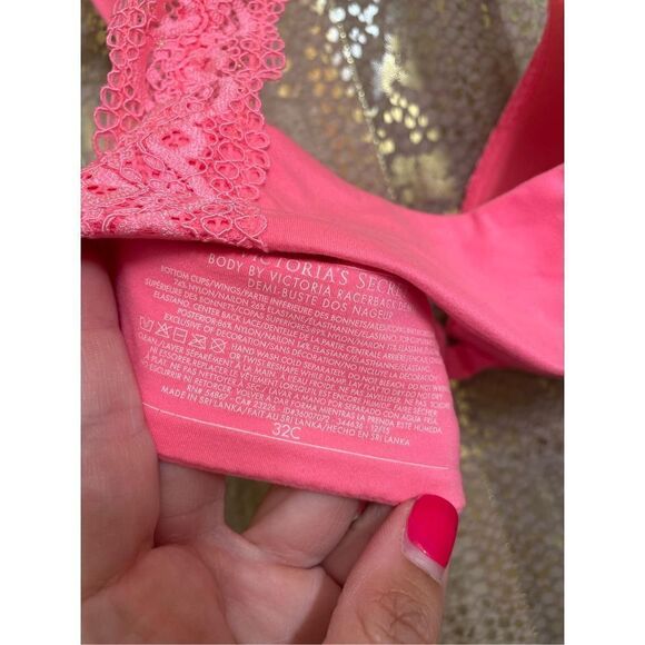 Body by Victoria Bright Pink Racerback Demi Bra, 32C - Picture 5 of 6